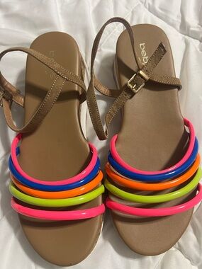 bebe girls Sandals with Neon Pink Blue Orange Lime Straps
